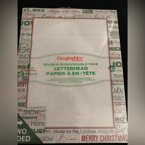 New Geographics Double Sided Christmas Theme Letterhead Paper, 40 Count - Picture 1 of 4